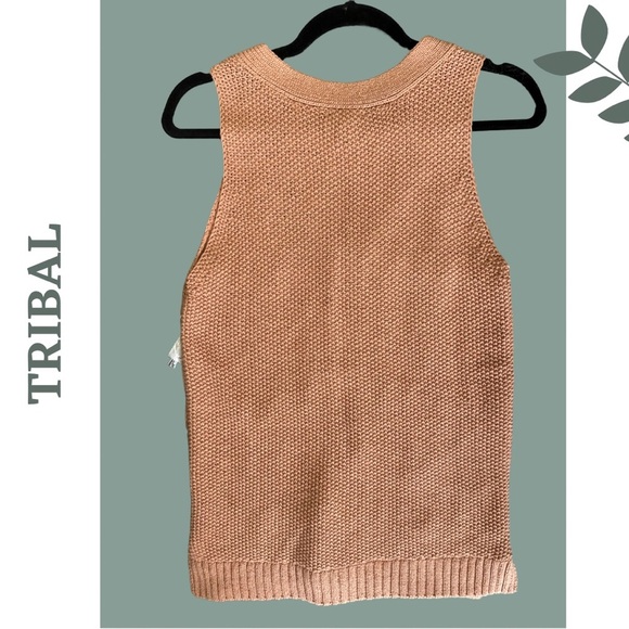 Tribal Sleeveless Racer Back Sweater Button Detail Color Clay (light salmon) - Picture 3 of 6